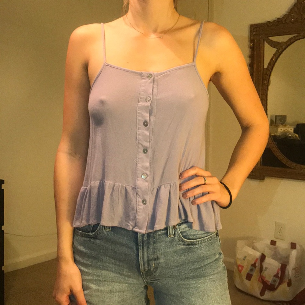 -boho- flowy lavender button down tank